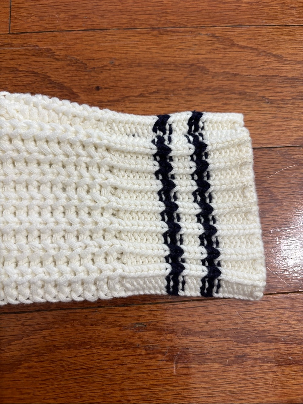 Marled Cream V-Neck Sailor Sweater with Navy Trim - Picture 9 of 11